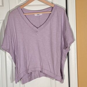 Double Zero Light Purple V-Neck Short Sleeve Top